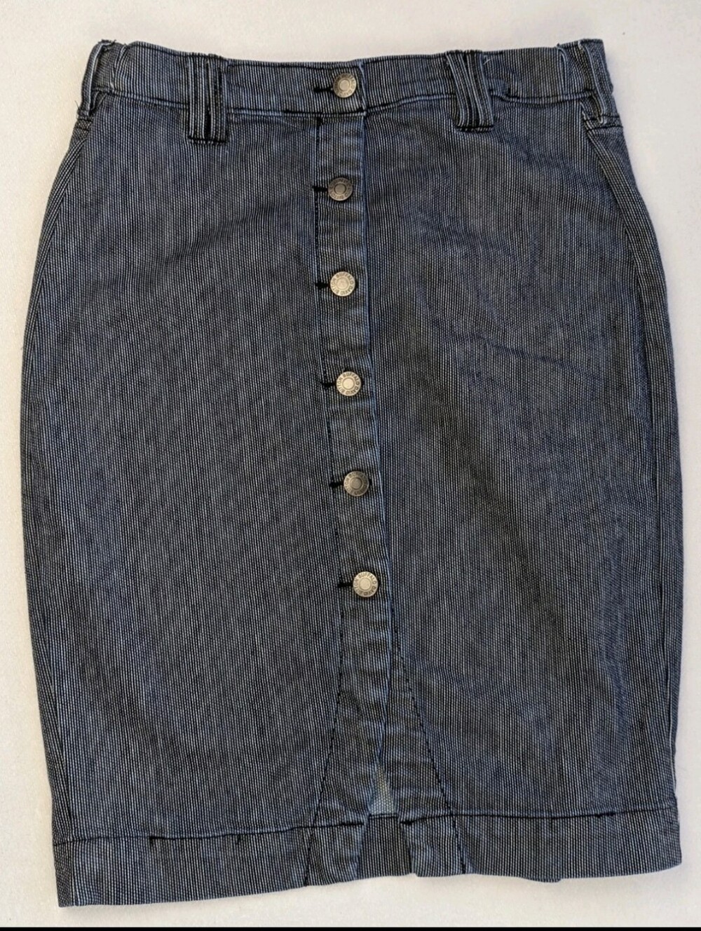 Soft Cotton Button Down Striped Skirt 28 Pockets!